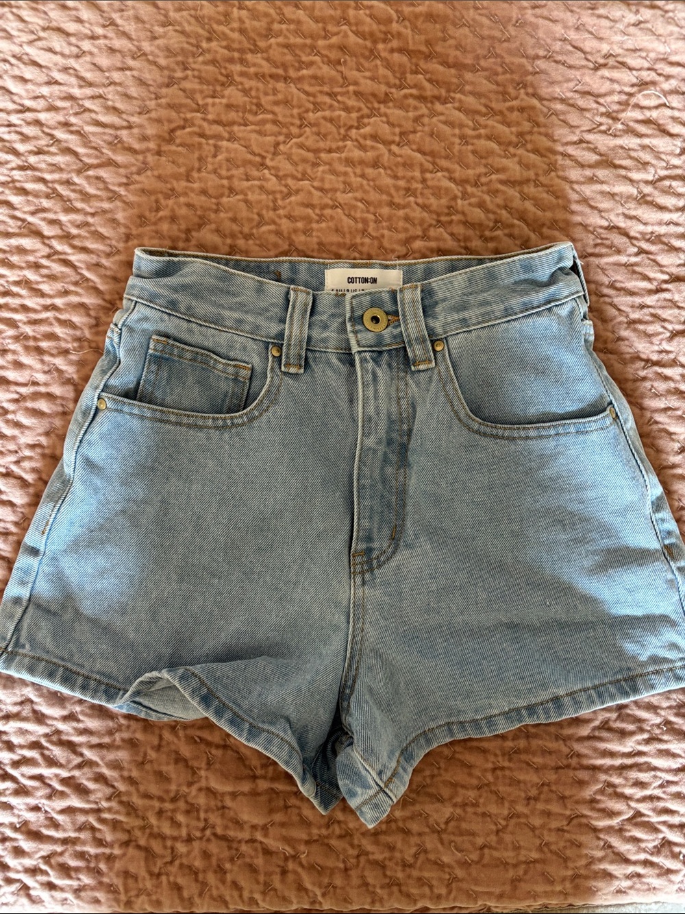 Cotton On Light Blue High Waist Denim Shorts